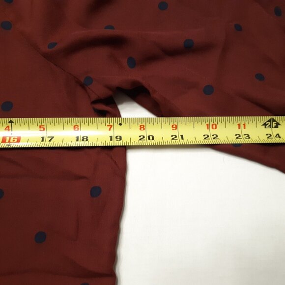 Old Navy Top Womens Small Red Polka Dot Long Sleeve Boho Ruffle Burgundy Blouse - Picture 3 of 14